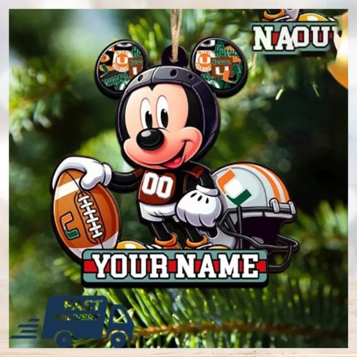 Miami Hurricanes NCAA Mickey Mouse Christmas Tree Decorations Custom Name Xmas Ornament