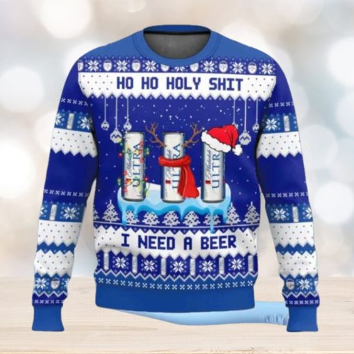 Michelob Ultra Ho Ho Holy Shit I Need A Beer Ugly Christmas Sweater