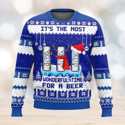 Michelob Ultra It’s The Most Wonderful Time For A Beer Ugly Christmas Sweater 2023 Christmas Gift 3D Sweater