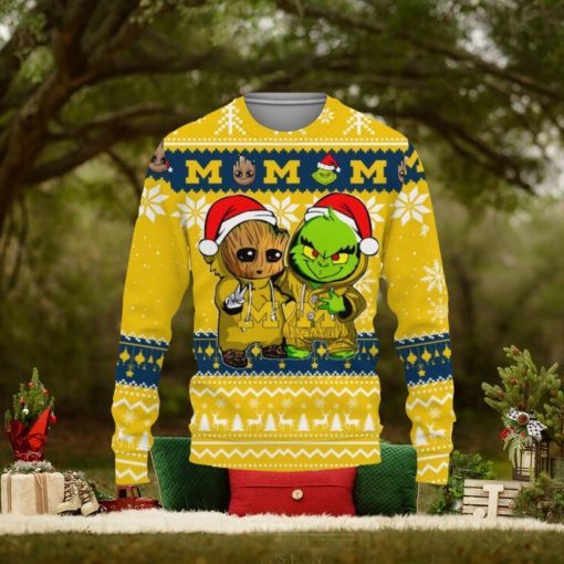 Michigan Wolverines Baby Groot And Grinch Best Friends Football American Ugly Christmas Sweater