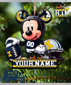 Michigan Wolverines NCAA Mickey Mouse Christmas Tree Decorations Custom Name Xmas Ornament