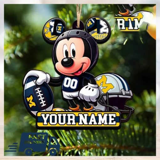 Michigan Wolverines NCAA Mickey Mouse Christmas Tree Decorations Custom Name Xmas Ornament