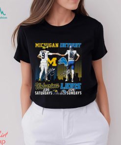 Michigan Wolverines On Saturdays Detroit Lions On Sundays T Shirt