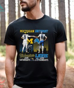 Michigan Wolverines On Saturdays Detroit Lions On Sundays T Shirt