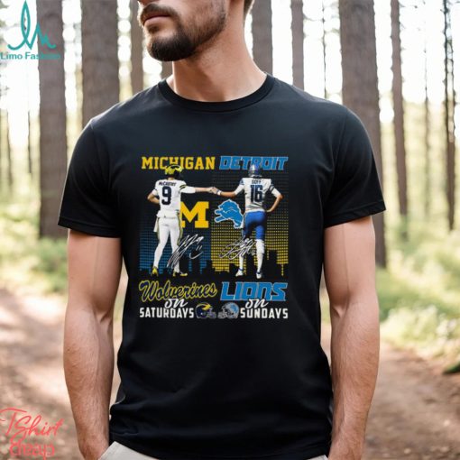 Michigan Wolverines On Saturdays Detroit Lions On Sundays T Shirt