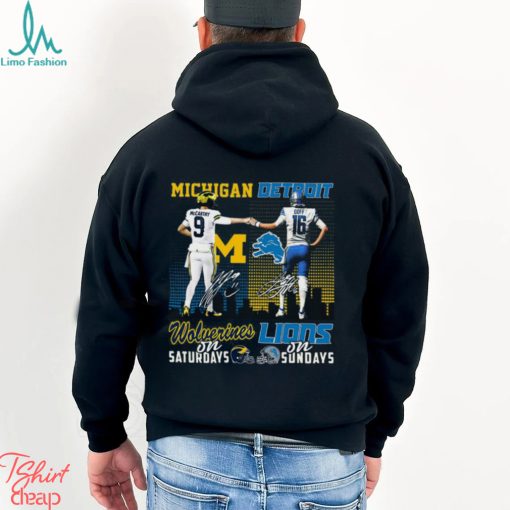 Michigan Wolverines On Saturdays Detroit Lions On Sundays T Shirt