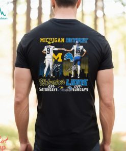 Michigan Wolverines On Saturdays Detroit Lions On Sundays T Shirt