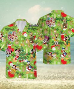 Mickey Friends Hawaiian Christmas Santa Claus Green Disney Hawaii Shirt