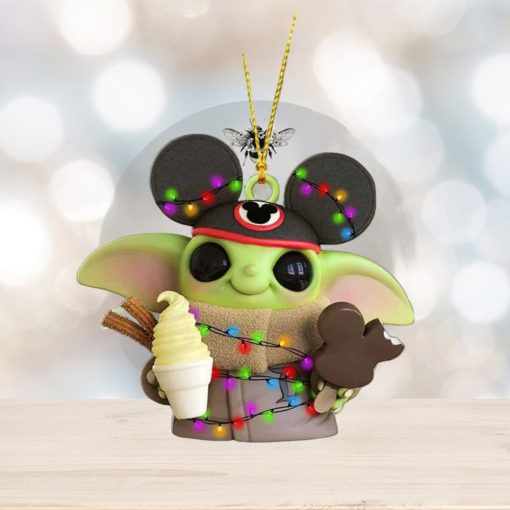 Mickey Hat Baby Yoda Ice Cream Christmas 2023 Star Wars Ornament