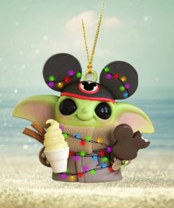 Mickey Hat Baby Yoda Ice Cream Christmas 2023 Star Wars Ornament