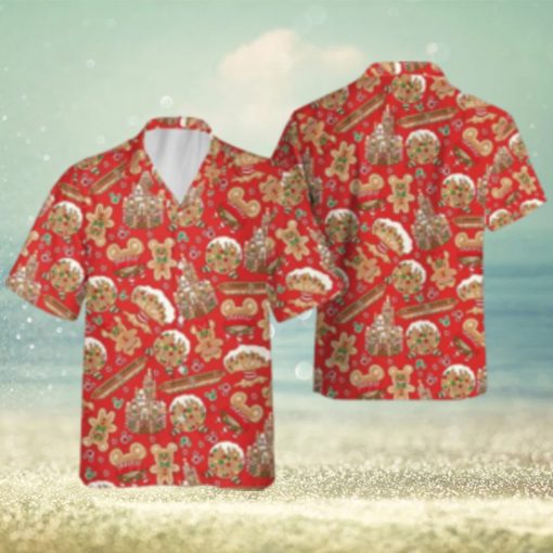 Mickey Minnie Gingerbread Disney Christmas Hawaiian Shirts Disneyland Gift