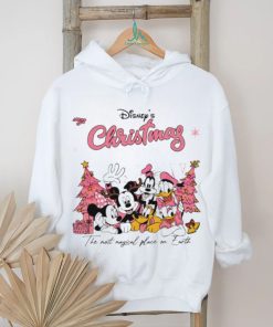 Mickey Minnie Goofy Daisy Donald Disney Pink Christmas the most magical place on earth shirt