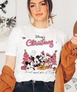 Mickey Minnie Goofy Daisy Donald Disney Pink Christmas the most magical place on earth shirt