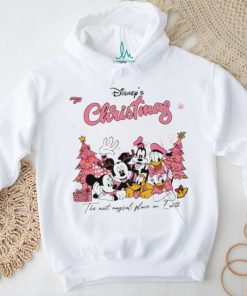 Mickey Minnie Goofy Daisy Donald Disney Pink Christmas the most magical place on earth shirt