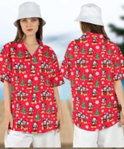 Mickey Minnie Lights Disney Christmas Hawaiian Shirts Disneyland Xmas Tree
