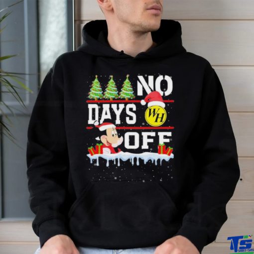 Mickey Mouse Hat Santa No Days Off Waffle House Merry Christmas Shirt