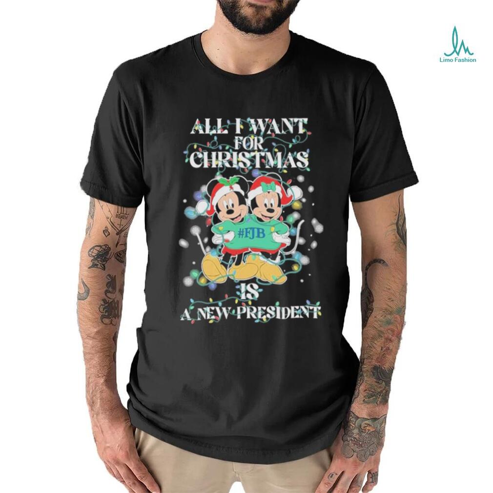 Mickey mouse and Minnie mouse hat santa all I want for christmas is a new president shirt Mickey mouse and Minnie mouse hat santa all I want for christmas is a new president shirt