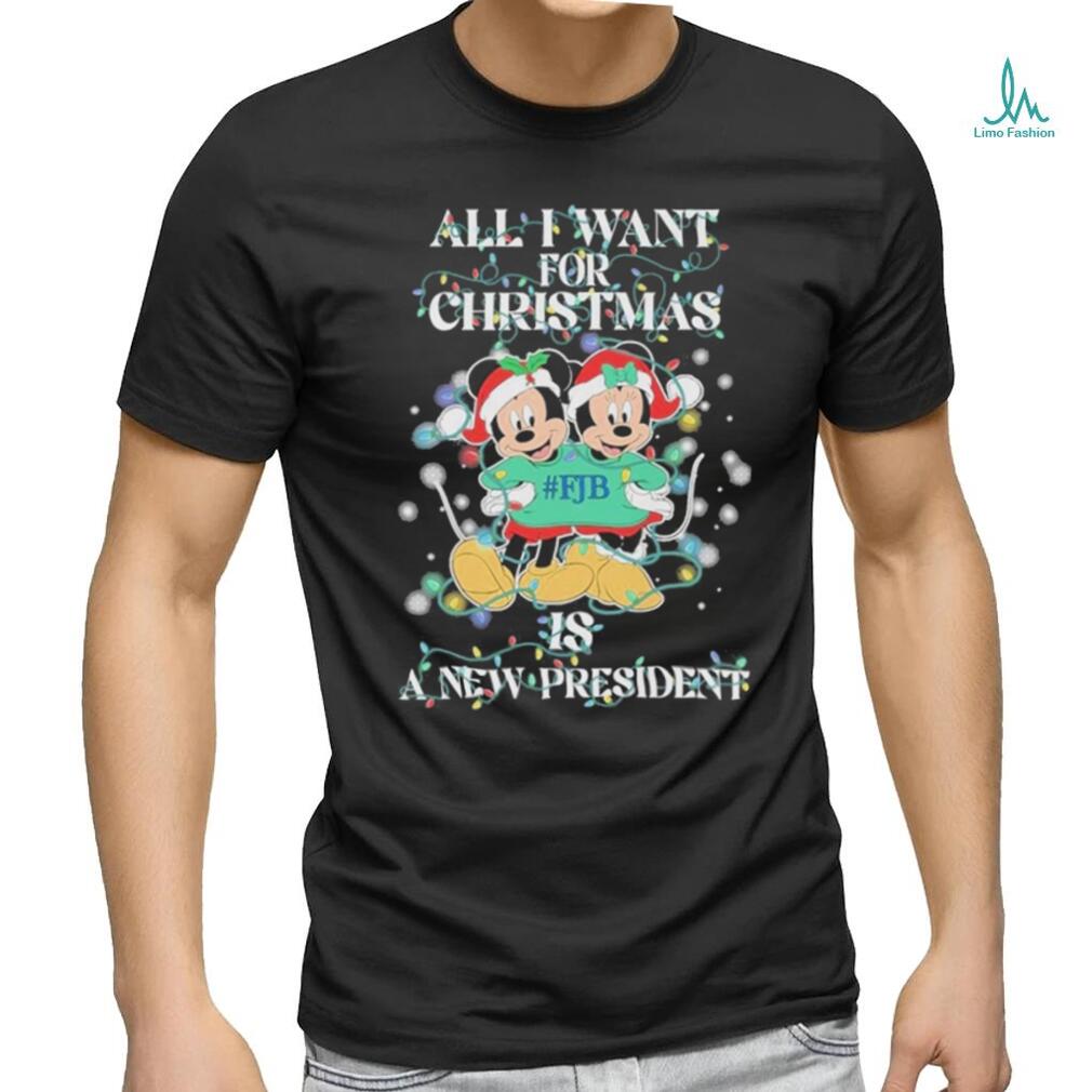 Mickey mouse and Minnie mouse hat santa all I want for christmas is a new president shirt Mickey mouse and Minnie mouse hat santa all I want for christmas is a new president shirt
