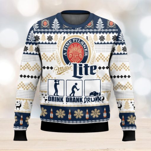 Miller Lite Drunk Ugly Christmas Sweater 2023 Christmas Gift 3D Sweater