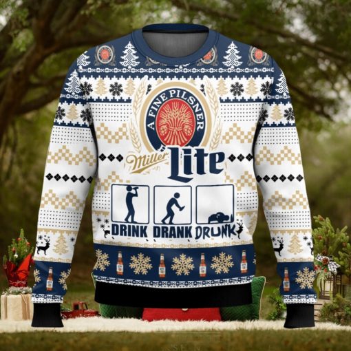 Miller Lite Drunk Ugly Christmas Sweater 2023 Christmas Gift 3D Sweater