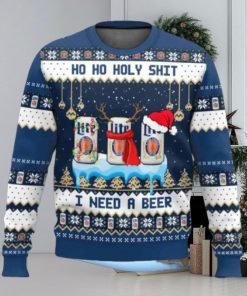 Miller Lite Ho Ho Holy Shit I Need A Beer Ugly Christmas Sweater