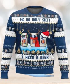 Miller Lite Ho Ho Holy Shit I Need A Beer Ugly Christmas Sweater