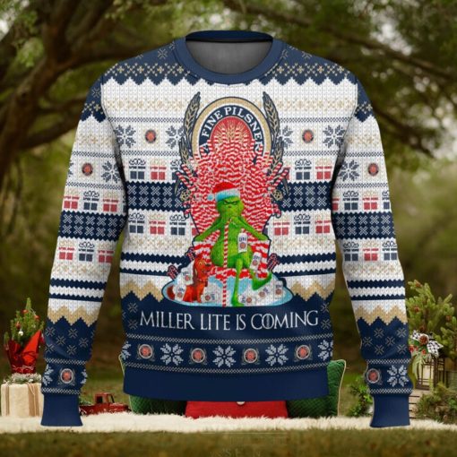 Miller Lite Is Coming Ugly Christmas Sweater 2023 Christmas Gift 3D Sweater