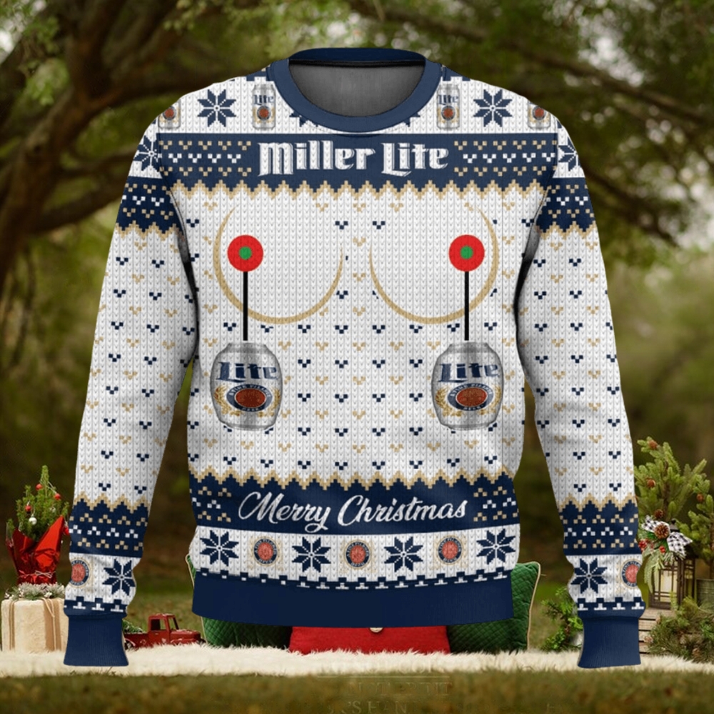 Miller Lite Titties Funny Ugly Christmas Sweater 2023 Christmas