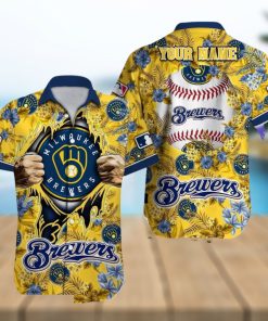 Milwaukee Brewers MLB Custom Name Aloha 3D Hawaiian Shirt Summer Gift