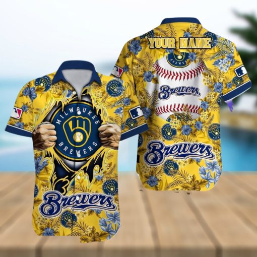 Milwaukee Brewers MLB Custom Name Aloha 3D Hawaiian Shirt Summer Gift