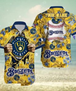 Milwaukee Brewers MLB Custom Name Aloha 3D Hawaiian Shirt Summer Gift