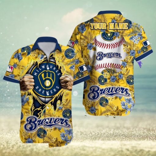 Milwaukee Brewers MLB Custom Name Aloha 3D Hawaiian Shirt Summer Gift