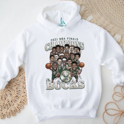 Milwaukee Bucks 2021 NBA Finals Champions Team Caricature Roster T Shirt