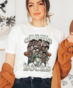 Milwaukee Bucks 2021 NBA Finals Champions Team Caricature Roster T Shirt
