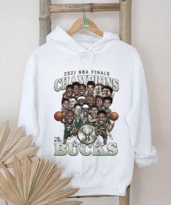 Milwaukee Bucks 2021 NBA Finals Champions Team Caricature Roster T Shirt