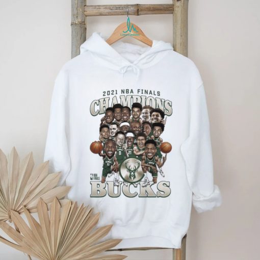 Milwaukee Bucks 2021 NBA Finals Champions Team Caricature Roster T Shirt