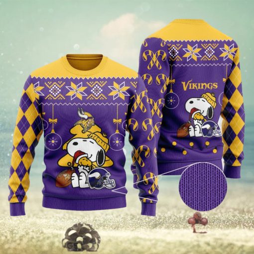 Minnesota Vikings Funny Charlie Brown Peanuts Snoopy Ugly Christmas Sweater Perfect Holiday Gift