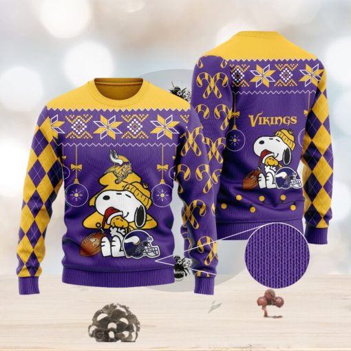 Minnesota Vikings Funny Charlie Brown Peanuts Snoopy Ugly Christmas Sweater Perfect Holiday Gift