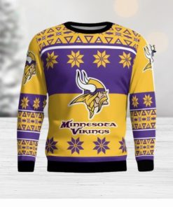 Minnesota Vikings Logo Big Snowflake Pattern Ugly Christmas Sweater