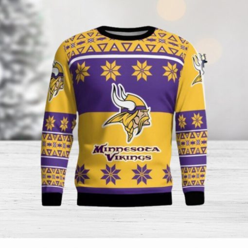 Minnesota Vikings Logo Big Snowflake Pattern Ugly Christmas Sweater