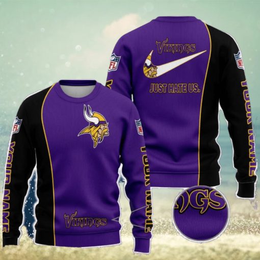 Minnesota Vikings NFL Just Hate Us Personalized For Fans Sweater New