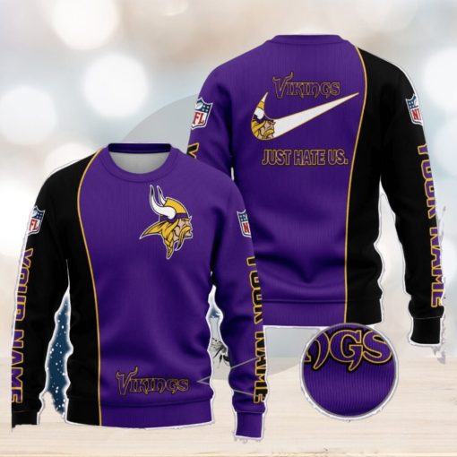 Minnesota Vikings NFL Just Hate Us Personalized For Fans Sweater New