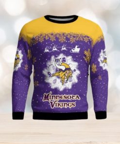 Minnesota Vikings Santa sleigh driving reindeer Pattern Ugly Christmas Sweater