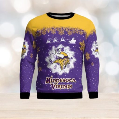 Minnesota Vikings Santa sleigh driving reindeer Pattern Ugly Christmas Sweater