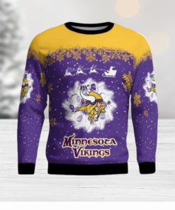 Minnesota Vikings Santa sleigh driving reindeer Pattern Ugly Christmas Sweater