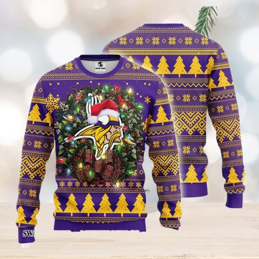 Minnesota Vikings Wreath Christmas Pattern Ugly Christmas Sweater