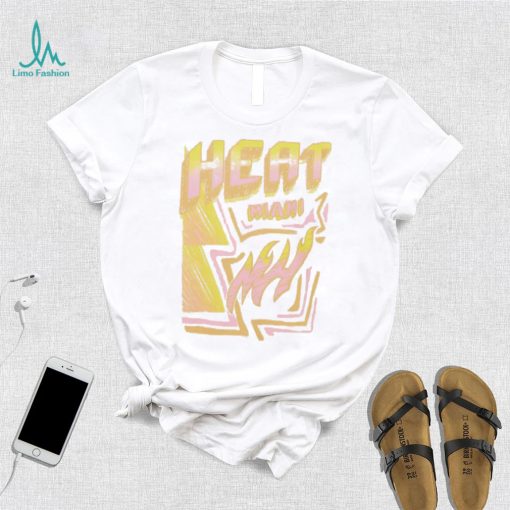 Mitchell and Ness Miami Heat Off White Sidewalk Sketch T Shirt