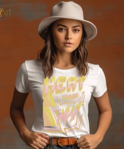 Mitchell and Ness Miami Heat Off White Sidewalk Sketch T Shirt