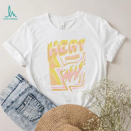 Mitchell and Ness Miami Heat Off White Sidewalk Sketch T Shirt