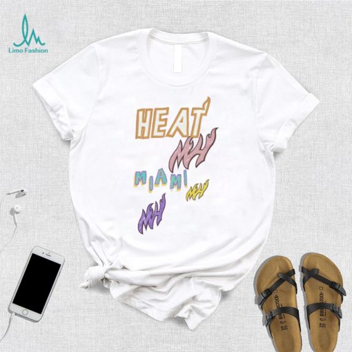 Mitchell and Ness Miami Heat Pink Logo T Shirt